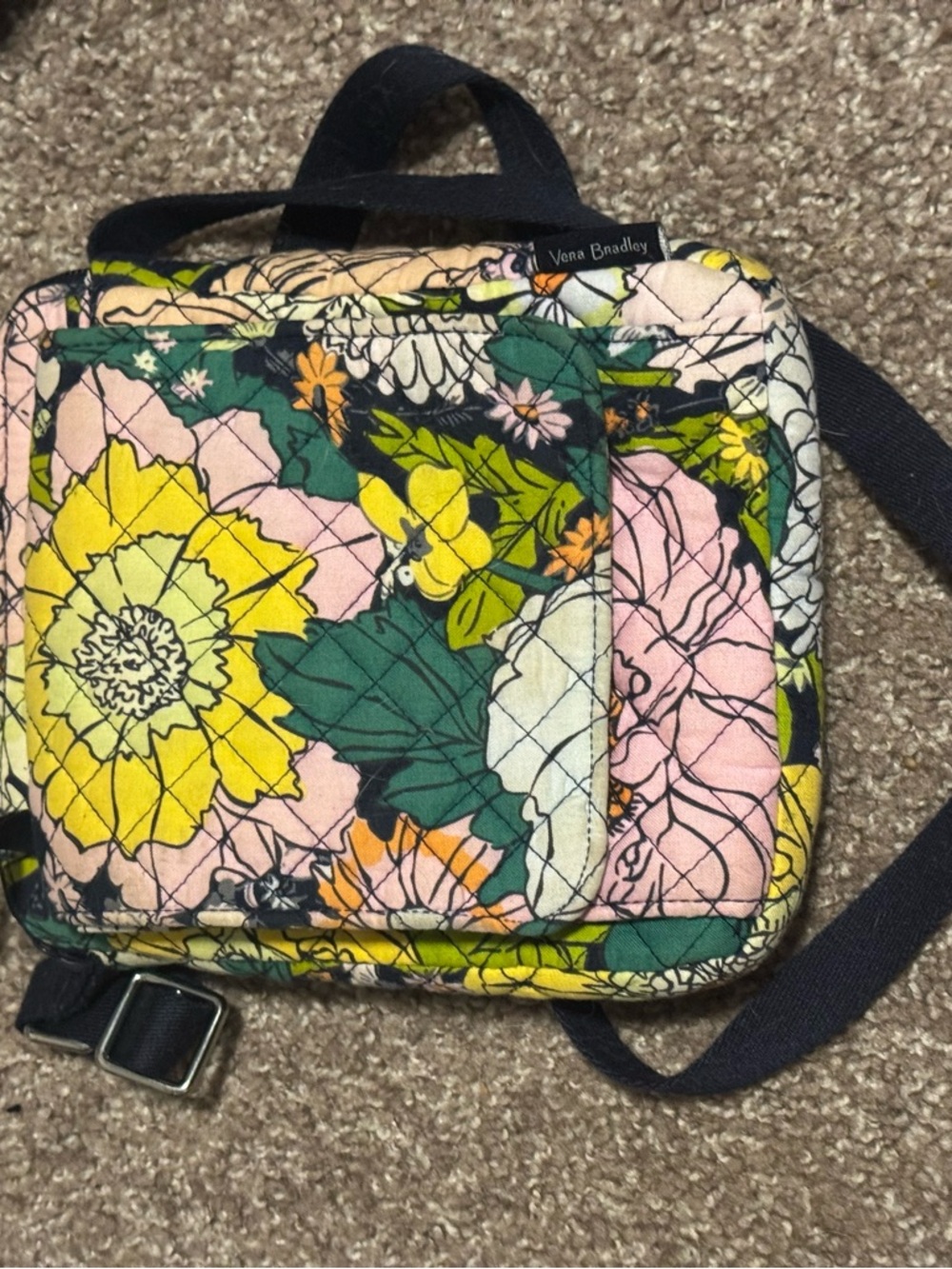 Vera Bradley Quilted Floral Crossbody in Pink, Yellow & Green